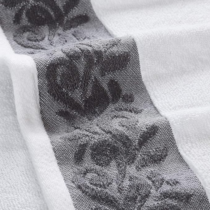 Modern Threads 600 GSM 6-Piece Towel Set with Filgree Jacquard Border Charcoal