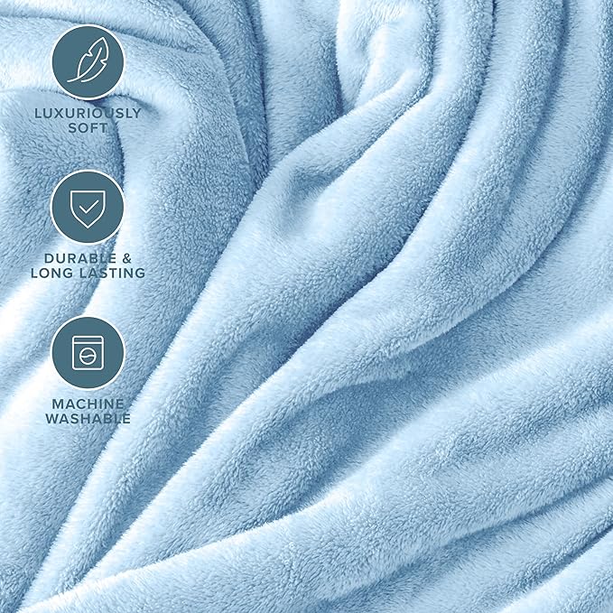 Bare Home Fleece Blanket - Twin/Twin Extra Long - Ultra-Soft Lightweight for Bed, Sofa, and Couch - Luxury Microplush - Cozy Warm Blanket (Twin/Twin XL, Light Blue)