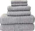 SKL Home CloudSoft 100% Cotton Luxury 6-Piece Towel Set, 600 GSM, Ultra Plush & Absorbent - 2 Bath Towels, 2 Hand Towels, 2 Washcloths, Gray