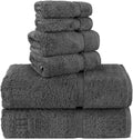 Chakir Turkish Linens 100% Cotton Premium Turkish Towels for Bathroom, 2 Large Bath Towels 36x60, 2 Hand Towels, 2 Washcloths (6-Piece Towel Set, Dark Gray)