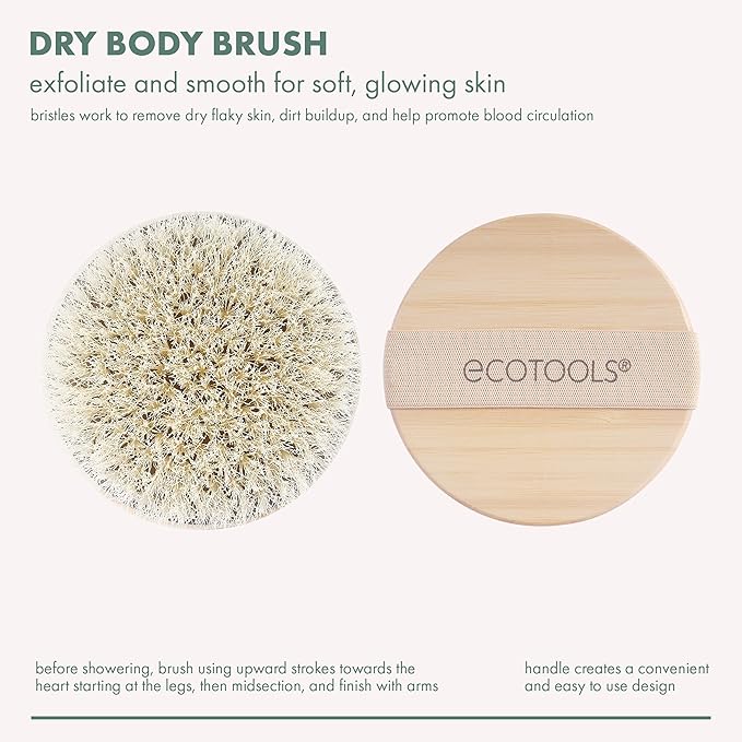EcoTools Dry Body Brush,for Post Shower & Bath Skincare Routine,Removes Dirt and Promotes Blood Circulation,(Pack of 12)