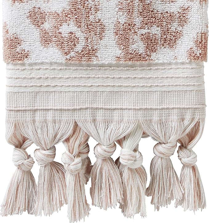 SKL Home Mirage Fringe 2 Bath, 2 Hand Towel Set, Blush