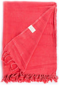Bersuse 100% Cotton Troy XL Throw Blanket for Couch - 100% Cotton Lightweight Durable Throw Blanket, Big Blanket for Sensitive Skin, Decorative and Versatile - 59x81 Inches, Coral