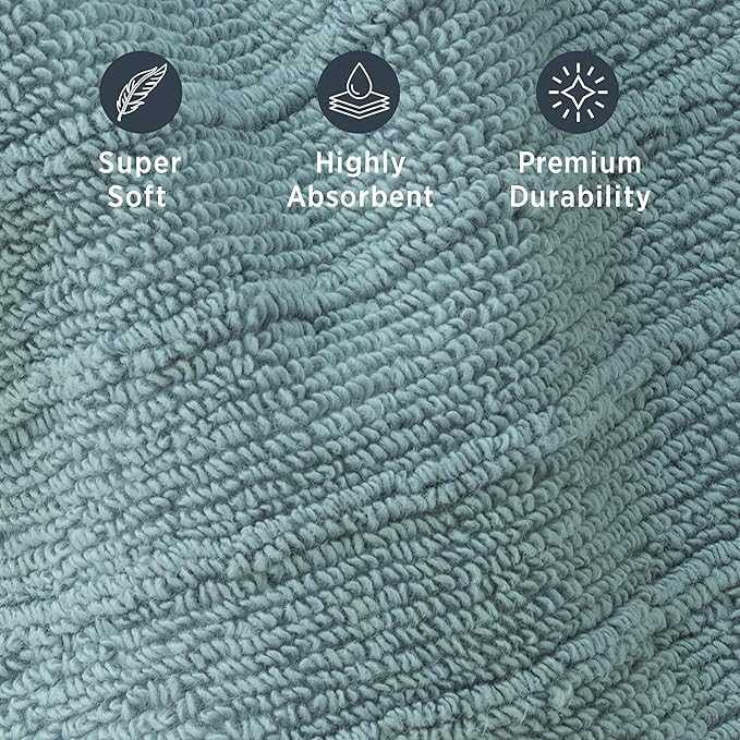 Welhome James 100% Cotton Textured Stripe Towel Set - 6 Piece Set of 2 Bath Towels, 2 Hand Towels, 2 Washcloths, Soft & Absorbent, Mineral