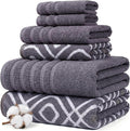 Modern Threads Classic Diamond 6-Piece 100% Cotton Towel Set – Yarn Dyed Jacquard – Includes 2 Bath Towels, 2 Hand Towels, 2 Washcloths – Absorbent, Quick Dry, Soft & Durable – Purple