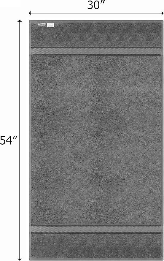 COTTON CRAFT - 4 Pack -Ultra Soft Oversized Extra Large Bath Towels 30x54 Charcoal- 100% Pure Ringspun Cotton - Luxurious Rayon Trim - Ideal for Daily Use - Each Towel Weighs 22 Ounces