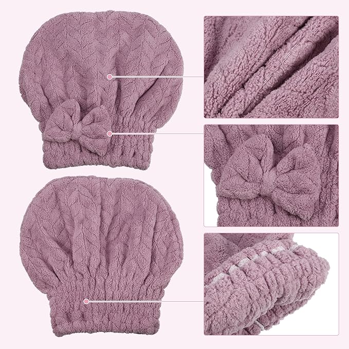 VOCOSTE Diamond Shape Hair Drying Towel Dry Cap, Quick Drying, Lightweight Strong Absorbent, for After Bath Drying Hair, Purple