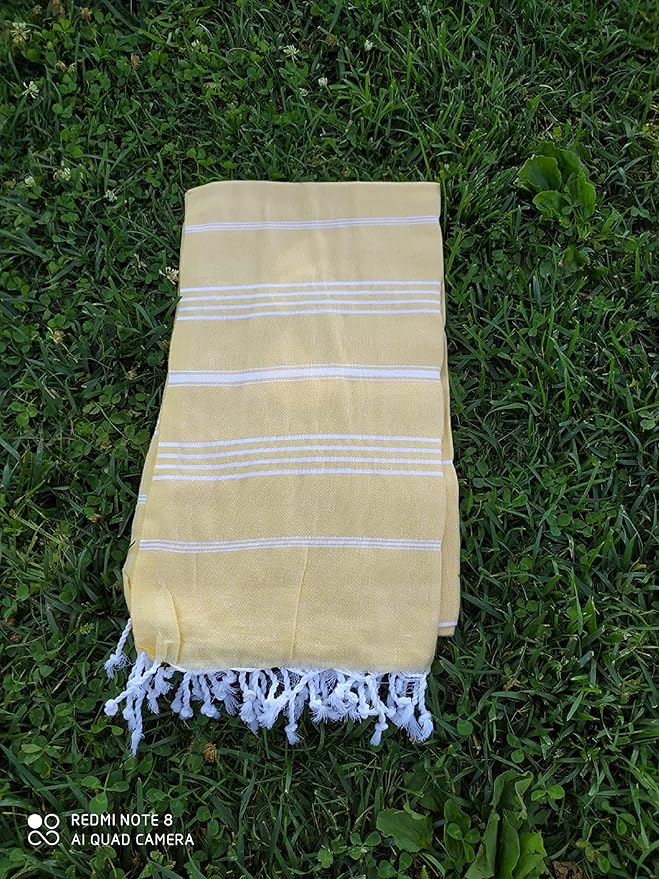 XL Turkish%100 Cotton Bath Beach Spa Sauna Hammam Yoga Gym Hamam Towel Fouta Peshtemal Pestemal Blanket - Set of 6 with Gift Bath Mitt (6, Multi)