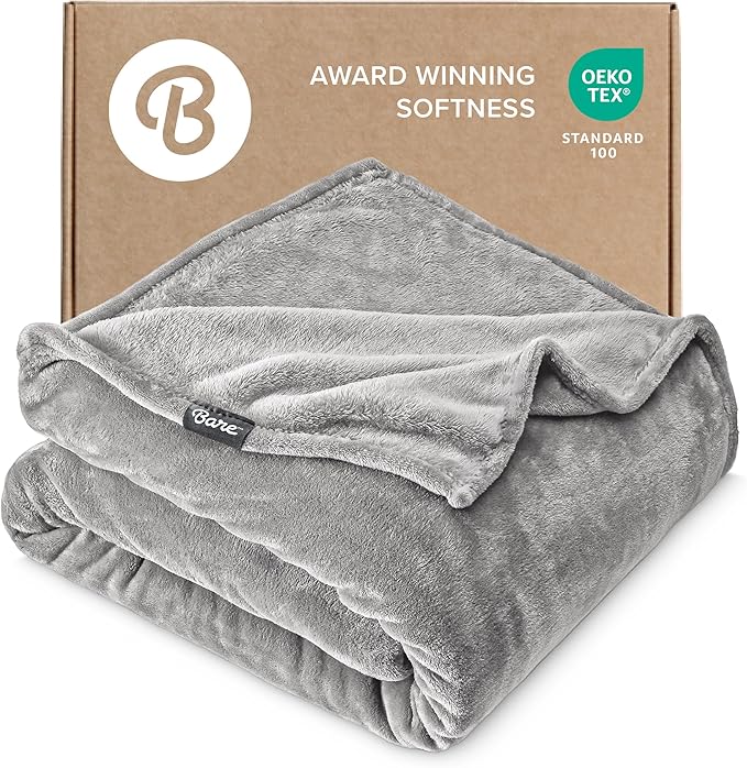 Bare Home Fleece Blanket - Twin/Twin Extra Long - Ultra-Soft Lightweight for Bed, Sofa, and Couch - Luxury Microplush - Cozy Warm Blanket (Twin/Twin XL, Light Grey)