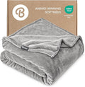 Bare Home Fleece Blanket - Throw/Travel - Ultra-Soft Lightweight for Bed, Sofa, and Couch - Luxury Microplush - Cozy Warm Blanket (Throw/Travel, Light Grey)