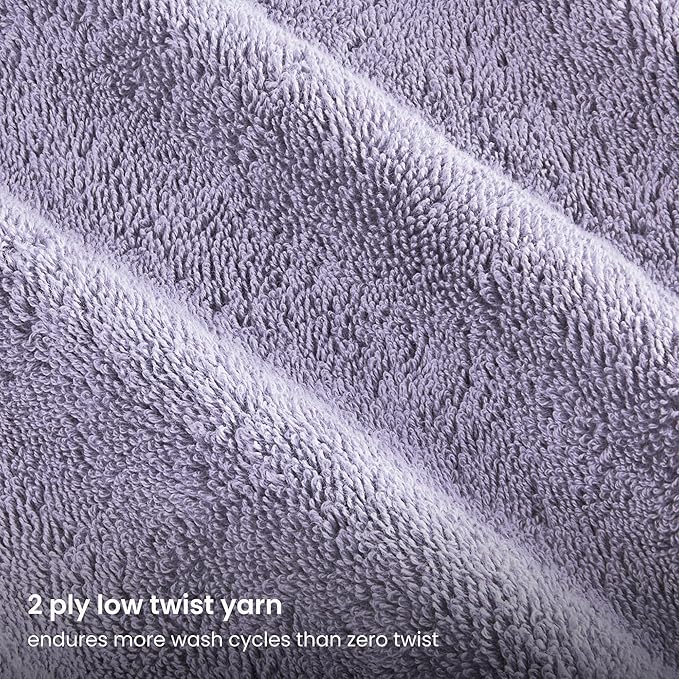 BIOWEAVES 100% Organic Cotton 700 GSM Plush Premium Washcloths 13" x 13" GOTS Certified, Face Towels Perfect for Home & Bathroom - Lavender, Pack of 12