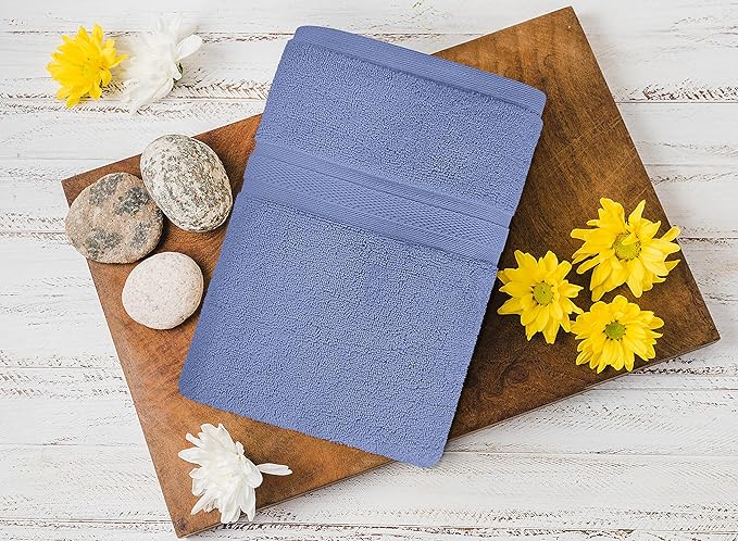 Towel and Linen Mart 4 Pieces Bath Towel Sets - Electric Blue - 2 ply Low Twist Soft Feel Luxurious,Quick Dry, Extra Absorbent, 100% Ring Spun Cotton 600 GSM (27 x 54, Pack of 4)