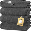 SEMAXE 4 Piece Grey Bath Towel Set for Bathroom, 100% Cotton Bath Towels with Hanging Loop, 55 x 27 Inch, Soft Absorbent & Quick Dry, for Home