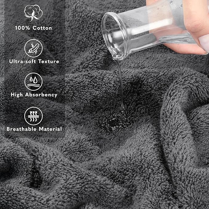 American Soft Linen 100% Cotton 600 GSM Turkish 40x80 Oversized Bath Towel Sheet, Extra Large Adult Towels for Bathroom, Dark Gray Bath Sheet