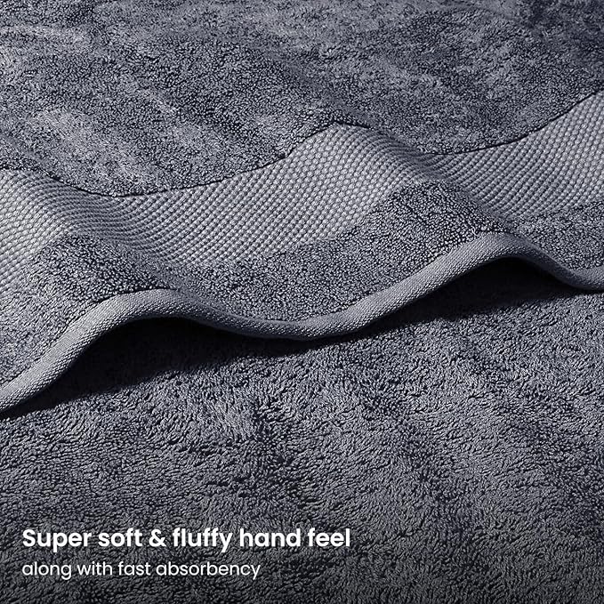 BIOWEAVES 100% Organic Cotton 700 GSM Plush Washcloths 13" x 13" GOTS Certified - Charcoal, Pack of 12