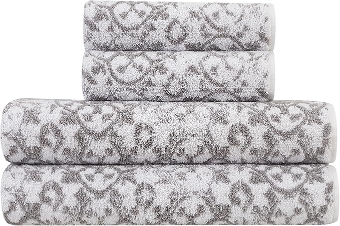 Jessica Simpson – Bath Towel 4 Piece Set, Aziza, Premium Bathroom Décor, Includes 2 Hand Towels and 2 Shower Towels, 100% Cotton & Machine Washable, Forget Me Not Blue