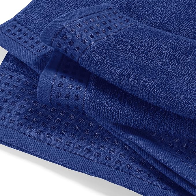 GLAMBURG Ultra Soft 4 Pack Oversized Bath Towel Set 27x54 inches, 100% Cotton Bath Towels, Highly Absorbant Compact Quickdry & Lightweight Towel, Ideal for Gym Travel Camp Pool - Navy Blue