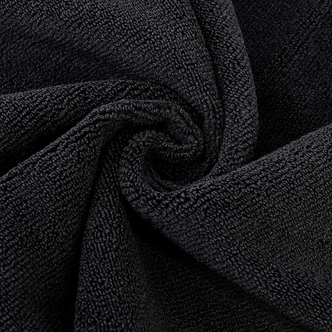 POLYTE Professional Quick Dry Lint Free Microfiber Hair Drying Salon Towel, 16 x 29 in, 12 Pack (Black)