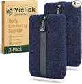 Yiclick Exfoliating Body Scrubber (2 Pack), Body Exfoliator Scrubber, Exfoliating Sponge for Shower Bath, Shower Loofah Luffa Lufa with Handle for Men Women, Dead Skin Exfoliator for Body Scrub