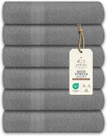 Medium Bath Towels Pack of 6 – 24x48 Inches – Soft, Quick Dry & Highly Absorbent – 100% Cotton Towels for Bathroom, Spa, Gym & Hotel – Light Grey