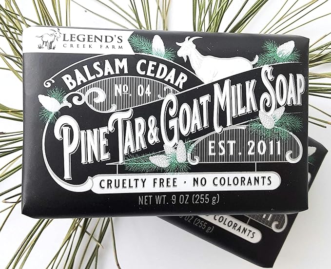 Legend's Creek Farm Goat Milk Soap - Triple Milled Moisturizing Bar for Hands and Body - 9 Oz Creamy Lather, Nourishing, Natural Soap for Sensitive Skin (Balsam Cedar & Pine Tar, Pack of 1)