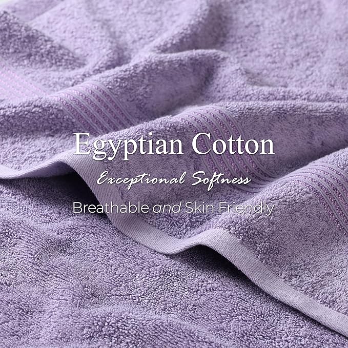 Superior Egyptian Cotton 8-Piece Towel Set, Assorted Towels for Home Bathroom, Guest Bath Decor Essentials, Includes 2 Bath, 4 Hand, 2 Face Towels/Washcloths, Quick Dry, Absorbent, Royal Purple
