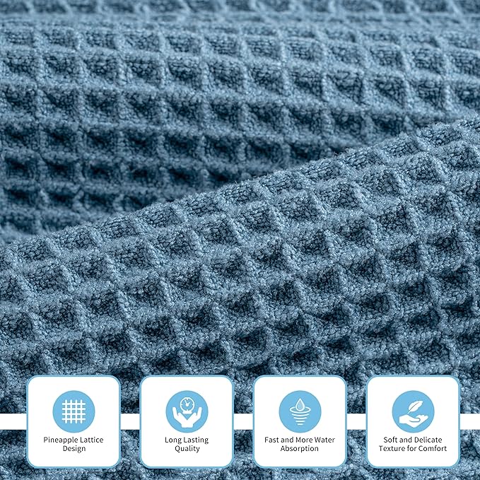 MICROFI Microfiber Waffle Bath Towels, 3 Pieces, Oversized, Soft, Absorbent, Fast Drying, Lint Free, Includes Bath, Face and Hand Towels 430 GSM