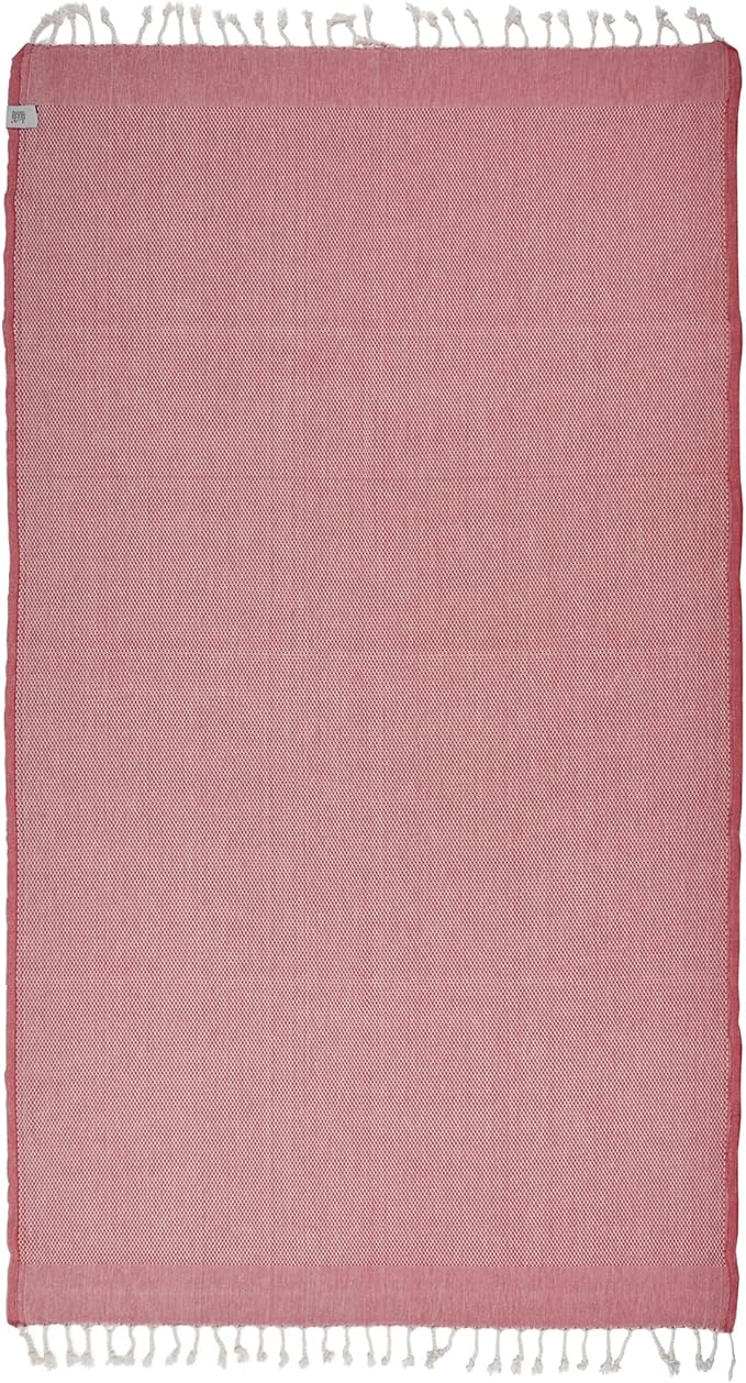 Beach Towel | Cotton Beach Towels, Easy to Carry, Sand Free, Highly Absorbent, Quick Dry, Turkish Towels for Travel Camping Bath Sauna Beach Gym Pool Yoga SPA by Lahammam, Akasya, Red