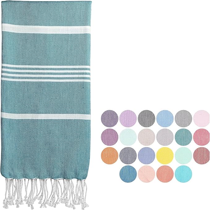 Beach Towel 100% Cotton Turkish Beach Towel Adult 38x70 Inch Pre-washed Absorbent Extra Large|Sand Free Quick Dry BathTowels|Lightweight Blanket|Travel Cruise Camping Spa Gym Yoga Towel|Ocean Depths