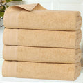 Superior Honeycomb Cotton Medium Weight Towels, for Guest Bath, Master Bathroom, Shower, Quick Dry, Adults, Home Essentials, Textured Waffle Border, Towel Set, Bath Towels, Set of 4, Gold