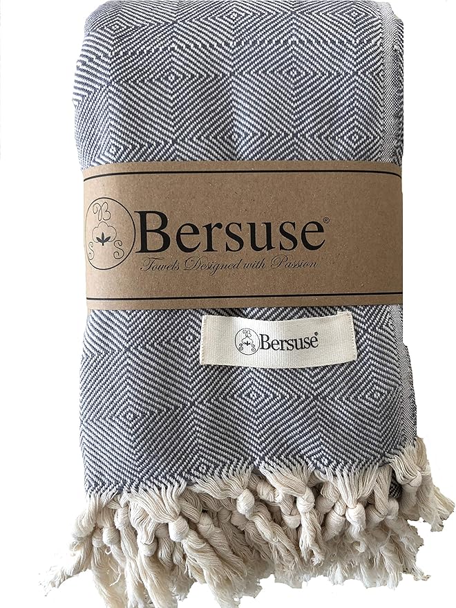 Bersuse 100% Cotton Milas XL Throw Blanket for Couch - 100% Cotton Lightweight Durable Throw Blanket, Big Blanket for Sensitive Skin, Decorative and Versatile - 60x90 Inches, Grey