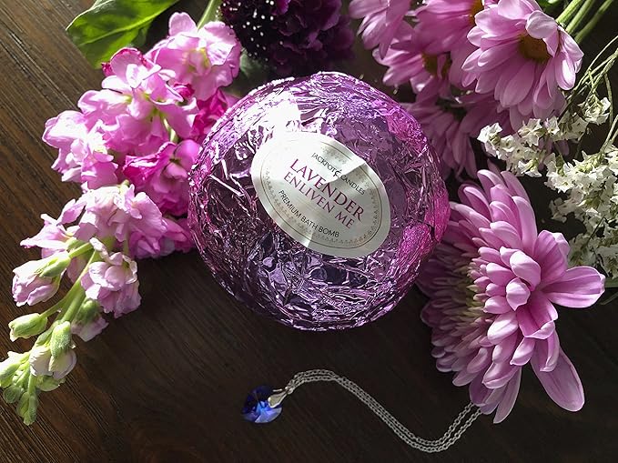 Enliven Me Lavender Bath Bomb with Necklace Created with Crystal Extra Large 10 oz. Made in USA