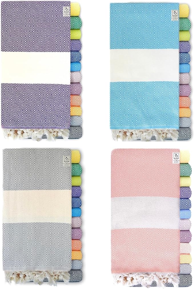 Turkish Beach Towels Oversized Clearance XL 40x71- Sand Free Beach Towel- 100% Cotton Soft Quick Dry Towel- Extra Large Travel and Pool Towels for Adults- Cloud Sandproof