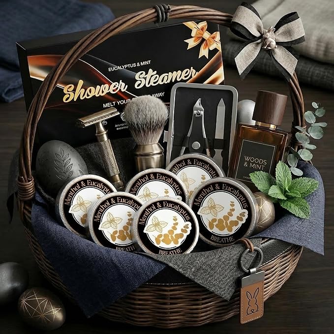 Dad Gifts for Fathers Day from Daughter Son Wife: Eucalyptus Shower Steamers Aromatherapy, 6 Packs Mint Shower Bombs with Natural Essential, Stress Relief Self Care Birthday Gift for Teens Boyfriend