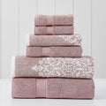 Modern Threads 6 Piece Reversible Yarn Dyed Jacquard Towel Set Artesia Damask Woodrose