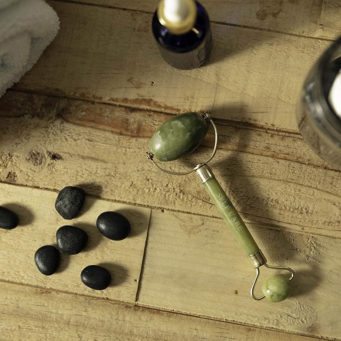 Jade Roller for Face - Real Jade Stone Massager Tool for Lymphatic Drainage - Facial Massage Tool for Skin Beauty
