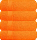BELZZI Home Ultra Soft 4 Pack Oversized Bath Towel Set 27x54, Cotton Compact Bath Towels, Highly Absorbant Eco-Friendly Quickdry & Lightweight Towel, Ideal for Gym Travel Camp Pool - Orange