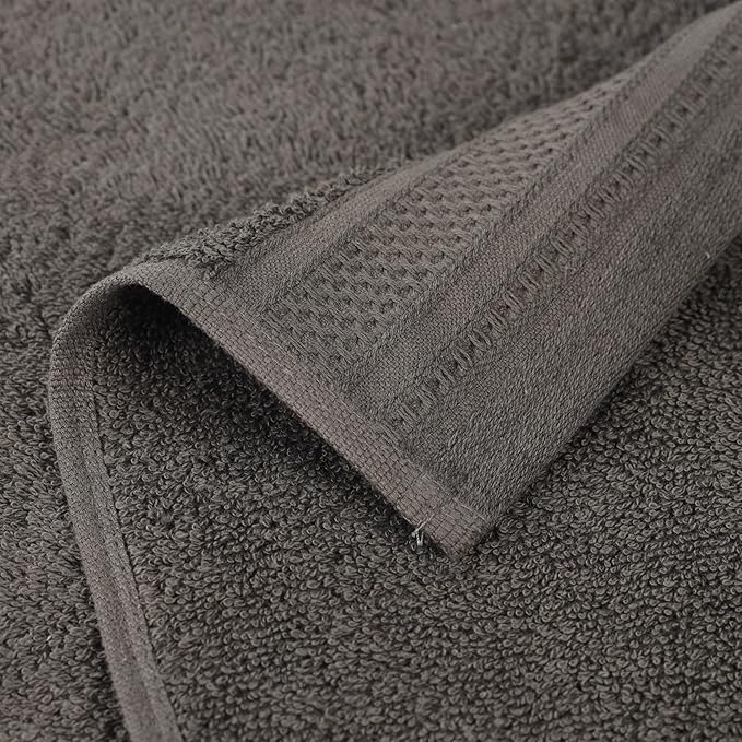 Superior Honeycomb 100% Cotton 500 GSM 12 Piece Bath Towel Set, 6 Washcloths, 4 Hand, 2 Bath Towels, Ideal for Bathroom, Kitchen or Beach, Quick Dry, Jacquard and Solid, Mid-Weight, Gunmetal