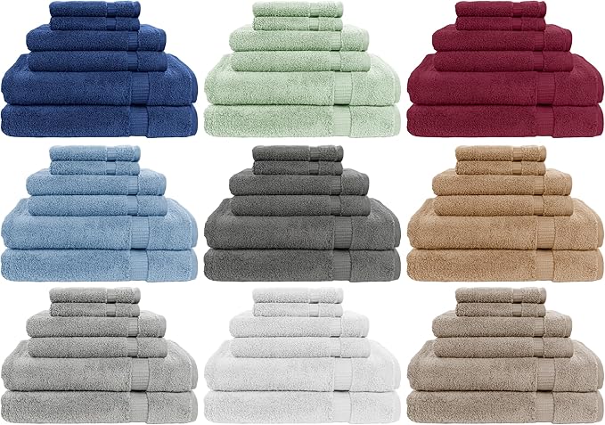 MyPillow My Towel 6 Piece Set - Premium Cotton Soft Absorbent Towels, 2 Bath Towels, 2 Hand Towels, 2 Wash Cloths [6 Piece Set, Denim Blue]