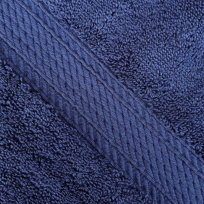 SUPERIOR Egyptian Cotton Pile 8 Piece Towel Set, Includes 2 Bath, 2 Hand, 4 Face Towels/Washcloths, Ultra Soft Luxury Towels, Thick Plush Essentials, Guest Bath, Spa, Hotel Bathroom, Navy Blue