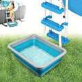 Pool Foot Bath Tray for Swimming Pool, Non- Slip Collapsible Foot Bath for Pool, Portable Foot Tub for Pool for Above Ground Pool Accessories, Rinse Feet Keep Clean (Blue + White)