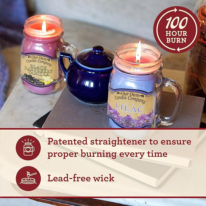 Our Own Candle Company, Blueberry Pie Scented Mason Jar Candle, 100 Hour Burn Time, 13 Ounces