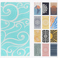 FESHKA Sand Proof Turkish Beach Towel – Oversized, Quick Dry & Lightweight Travel Towel - 100% Organic Cotton Beach Blanket - Perfect for Bath, Pool & Picnic | Summer Waves (Turquoise)