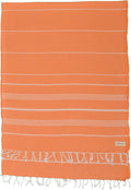 Bersuse Towels Anatolia XL Beach Blanket Throw Blanket Turkish Towel 100% Cotton Extra-Large Quick-Dry Lightweight Premium Peshtemal Towel - 61x82 Inches, Orange (Set of 3)