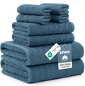 Casa Platino 8 Pcs 100% Cotton Luxury Towel Set - Soft, Durable & Absorbent - 2 Bath, 4 Washcloths, 2 Hand Towels for Bathroom - Ideal for Home, Spa & Gym - Quality You Can Trust - Steel Blue