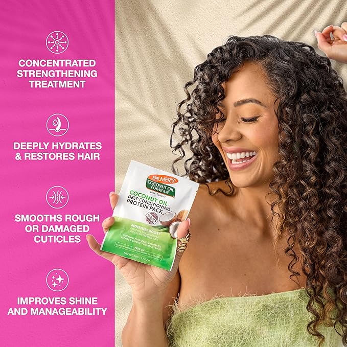 Palmer's Coconut Oil Formula Moisture Boost Protein Pack, Hair Treatment for Dry, Damaged, Over-Processed and Colored Hair, 2.1 Ounce (Pack of 12)