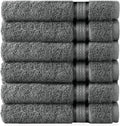 COTTON CRAFT Ultra Soft Hand Towels - 6 Pack 100% Cotton Face Towels - Absorbent Quick Dry Everyday Luxury Hotel Bathroom Kitchen Spa Gym Shower Pool Picnic Dorm - Plush 580 GSM - 16x28 - Charcoal