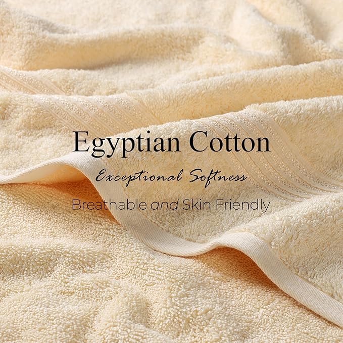 Superior Egyptian Cotton 6-Piece Towel Set, Bathroom Essentials, Towels For Bathroom, Apartment, Airbnb, Guest Bath, Face, Hand, Bath Towels, Washcloths, Absorbent, Fast Drying, Canary