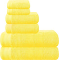 Ultra Soft 6 Pack Cotton Towel Set, Contains 2 Bath Towels 28x55 inch, 2 Hand Towels 16x24 inch & 2 Wash Coths 12x12 inch, Ideal Everyday use, Compact & Lightweight - Lime Yellow