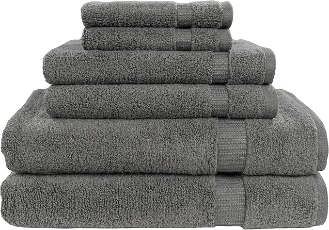 MyPillow My Towel 6 Piece Set - Premium Cotton Soft Absorbent Towels, 2 Bath Towels, 2 Hand Towels, 2 Wash Cloths [6 Piece Set, Gray]